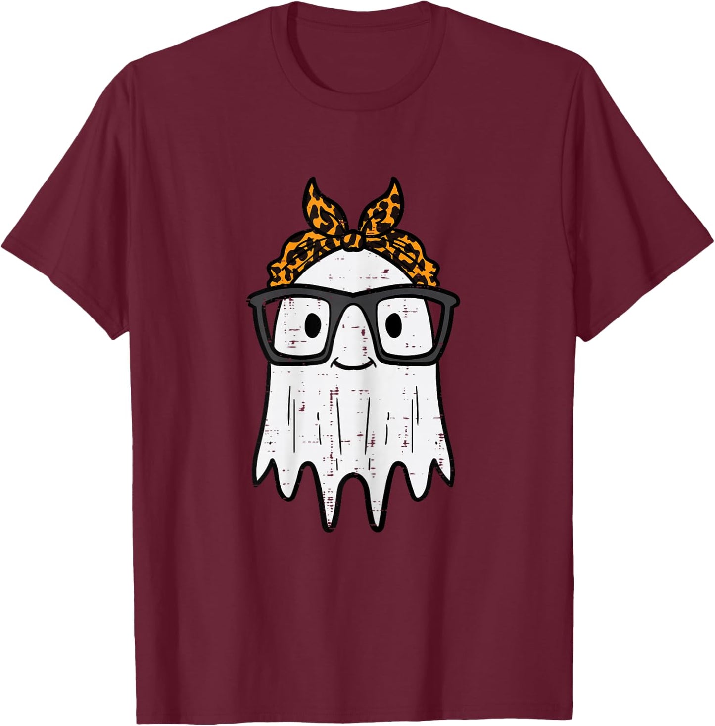 Halloween Ghost Glasses Cute Costume Girl Kids Toddler Women T-Shirt - T-Shirt | Maroon