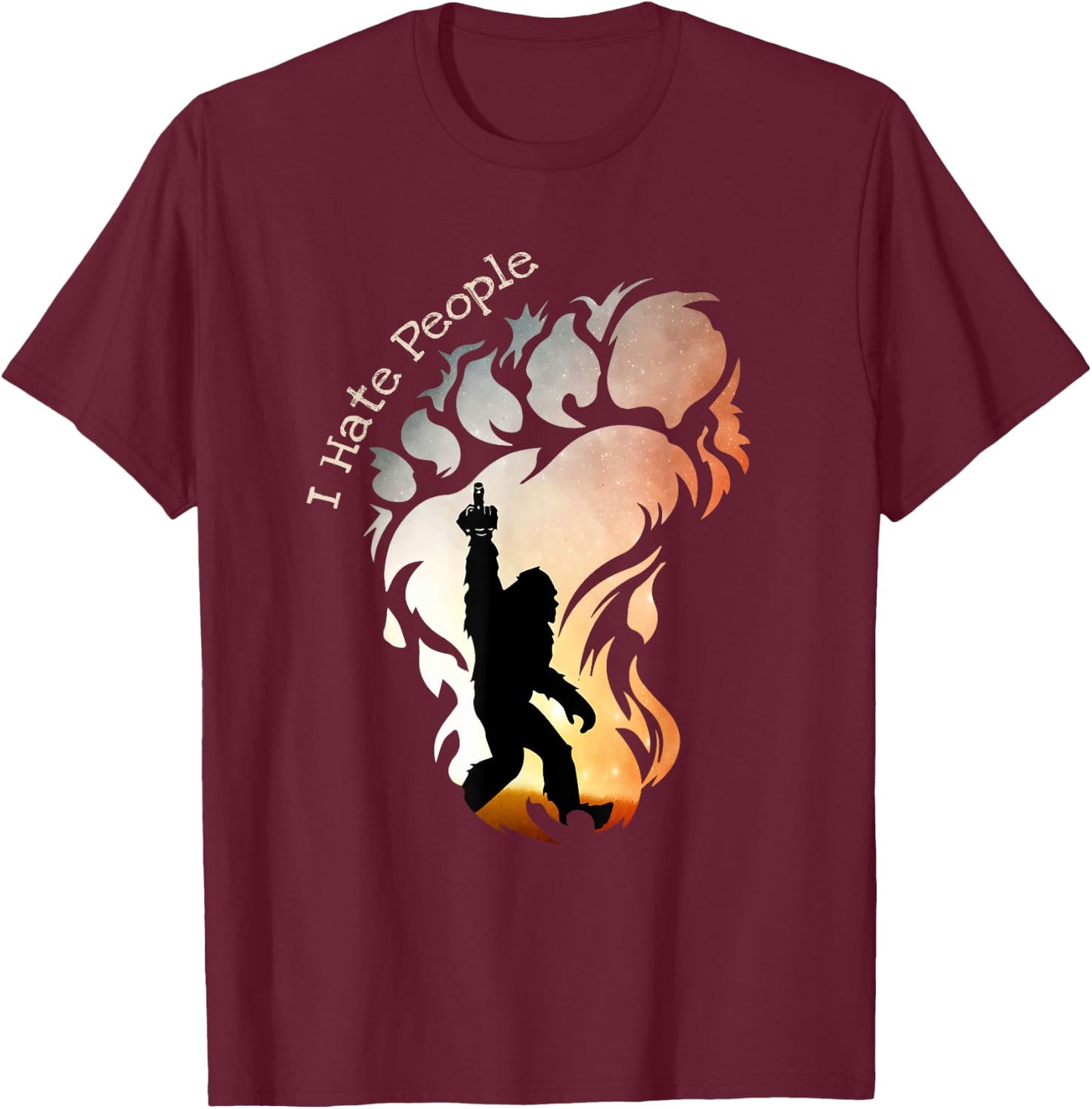 I Hate People Bigfoot Funny Camping T-Shirt - T-Shirt | Maroon