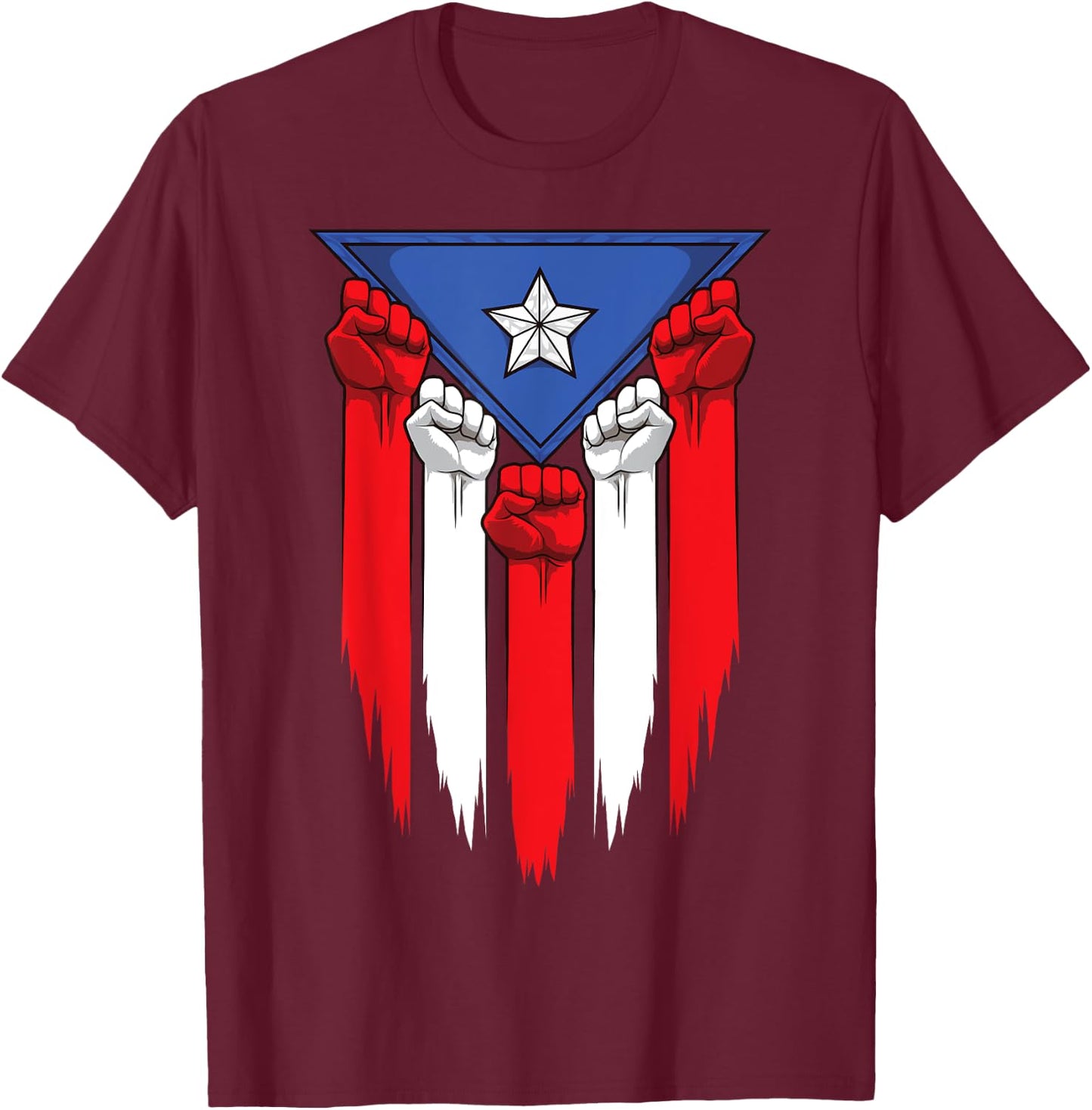 Boricua Fists - Puerto Rico Flag - Proud Puerto Rican T-Shirt - T-Shirt | Maroon