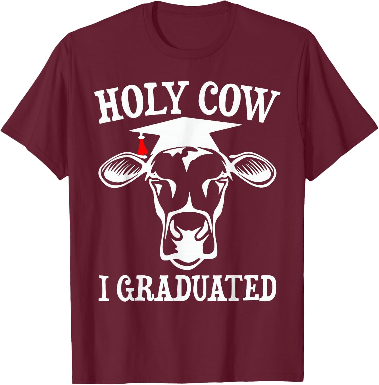 Holy Cow I Graduated Cow Graduation Pre K Pre Kinder Toddler T-Shirt - T-Shirt | Maroon
