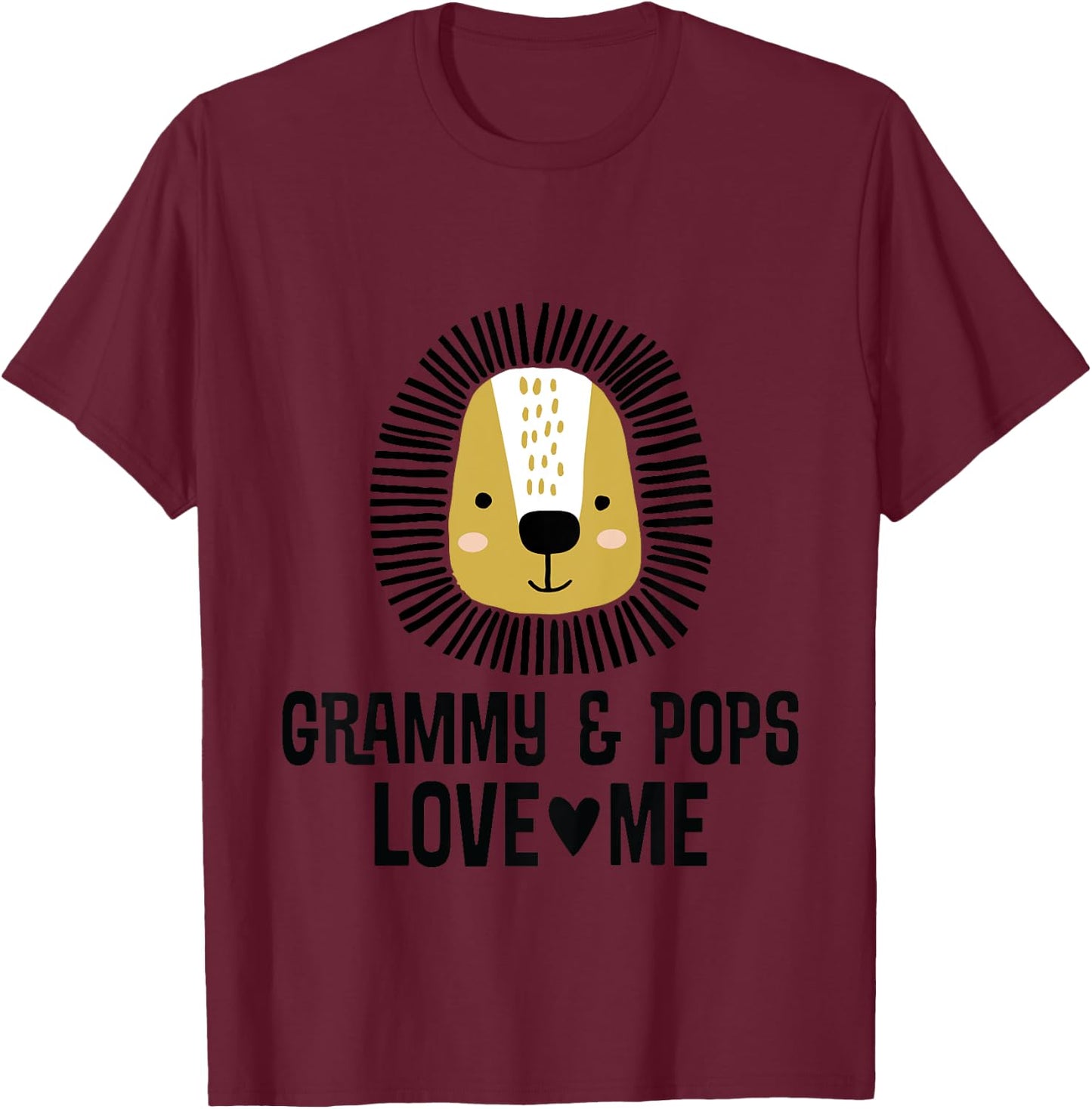 Kids My Grammy And Pops Love Me Grandson Lion T-Shirt - T-Shirt | Maroon