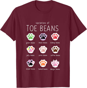 Funny Cat Lover Toe Beans T-Shirt - T-Shirt | Maroon