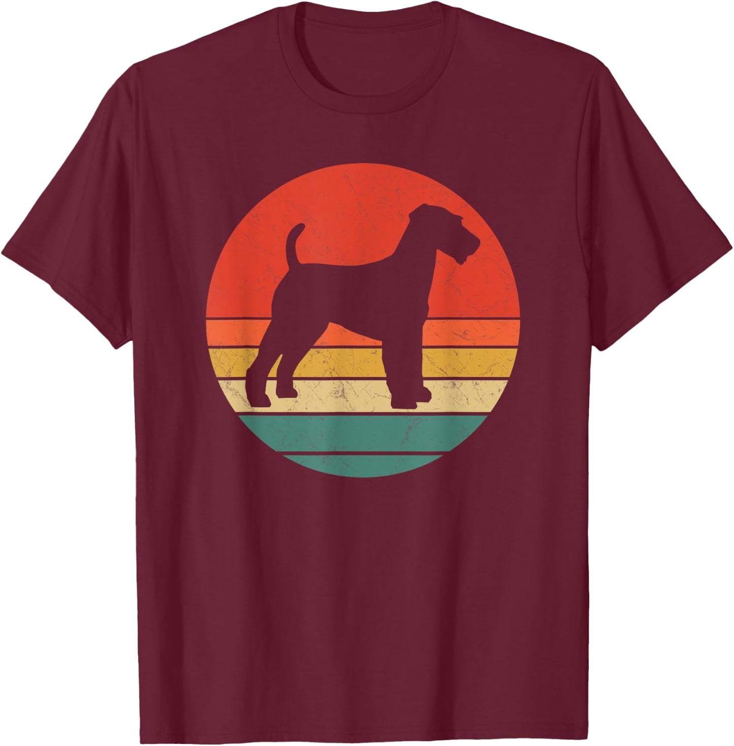 Welsh Terrier Vintage Dog Silhouette Retro Cute Dogs Gift Men Women Girls Kids T-Shirt - T-Shirt | Maroon