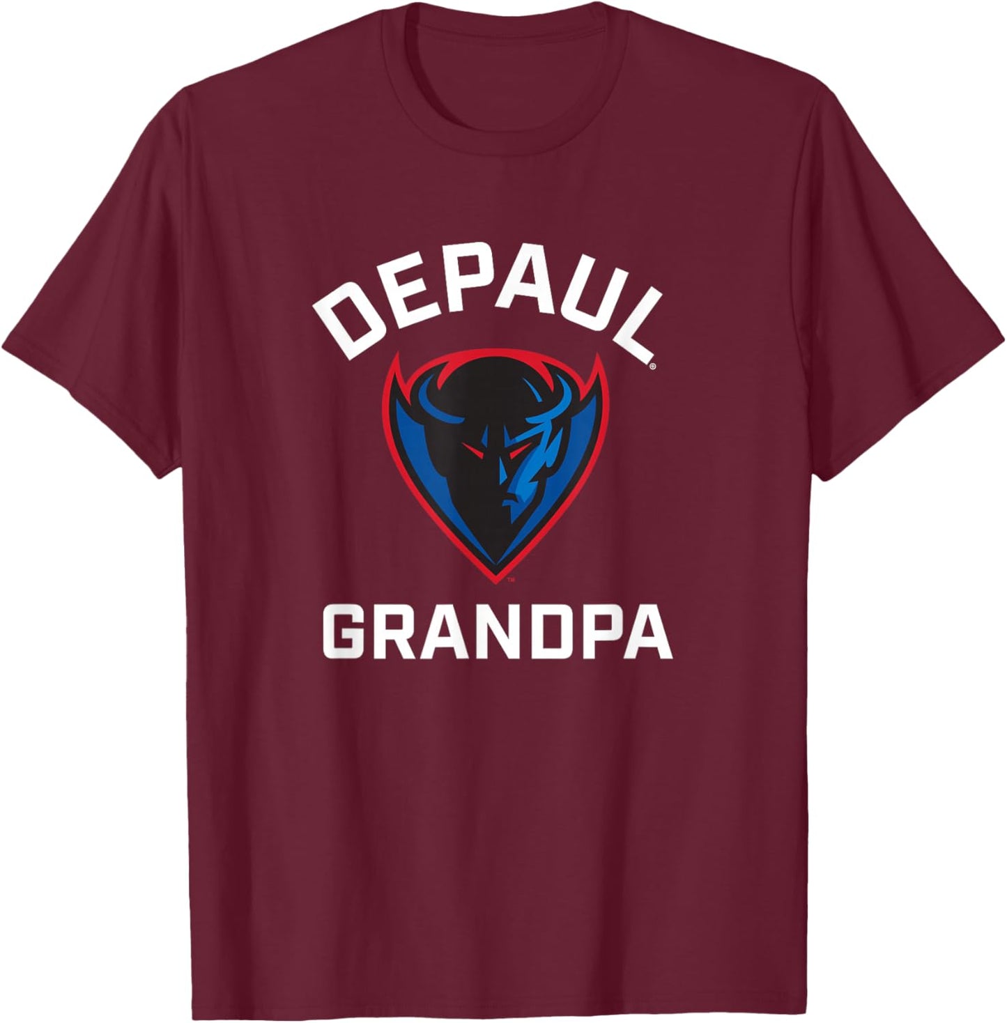 DePaul University Blue Demons Arched Grandpa T-Shirt - T-Shirt | Maroon