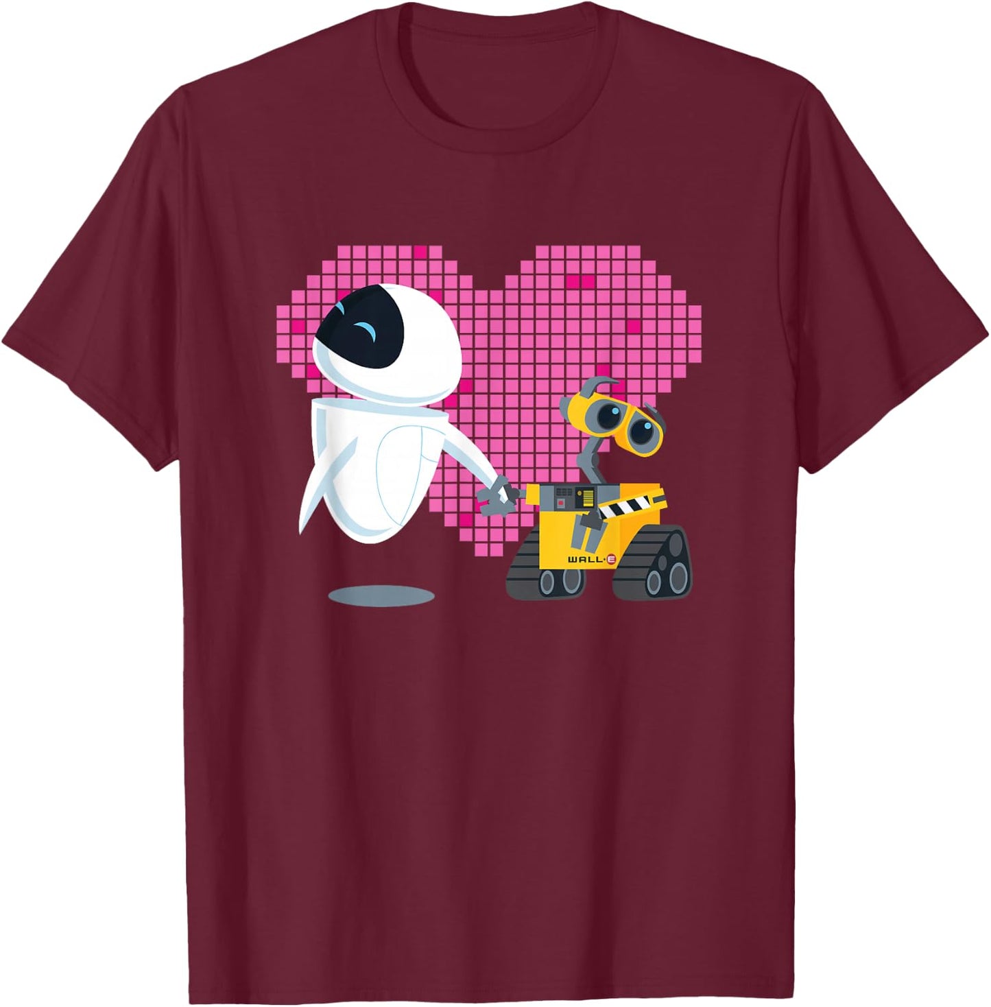 Disney Pixar Wall-E and Eve Geometric Heart T-Shirt - T-Shirt | Maroon
