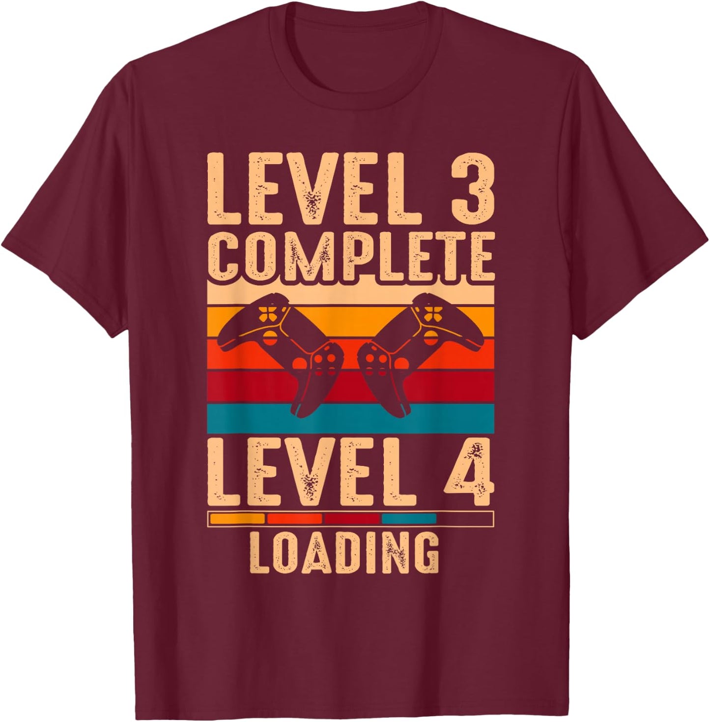 Level 3 Complete Gamer 3 Years Wedding Anniversary T-Shirt - T-Shirt | Maroon