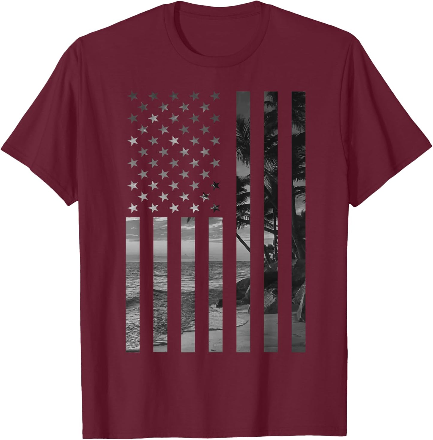 Funny American Flag Hawaiian Gift Men Women Cool Hawaii Trip T-Shirt - T-Shirt | Maroon