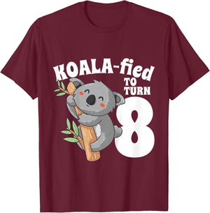 8 Year Old Koala Birthday Koalafied Girl Cute 8th Girls Gift T-Shirt - T-Shirt | Maroon