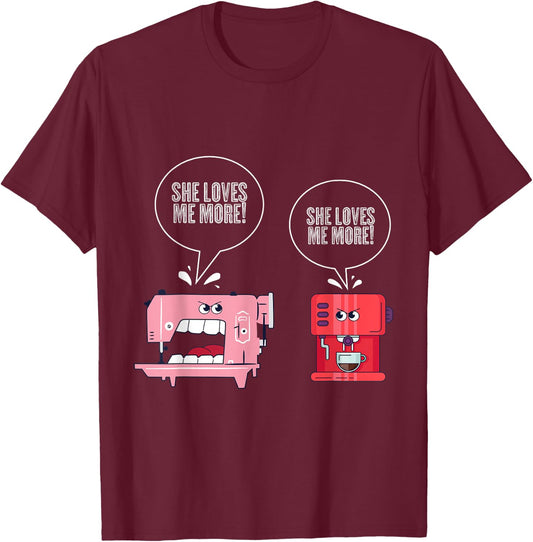 Sewing Machine Coffee Funny Sewing T-Shirt - T-Shirt | Maroon