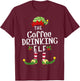 Coffee Drinking Christmas Elf Matching Pajama X-Mas Party T-Shirt - T-Shirt | Maroon