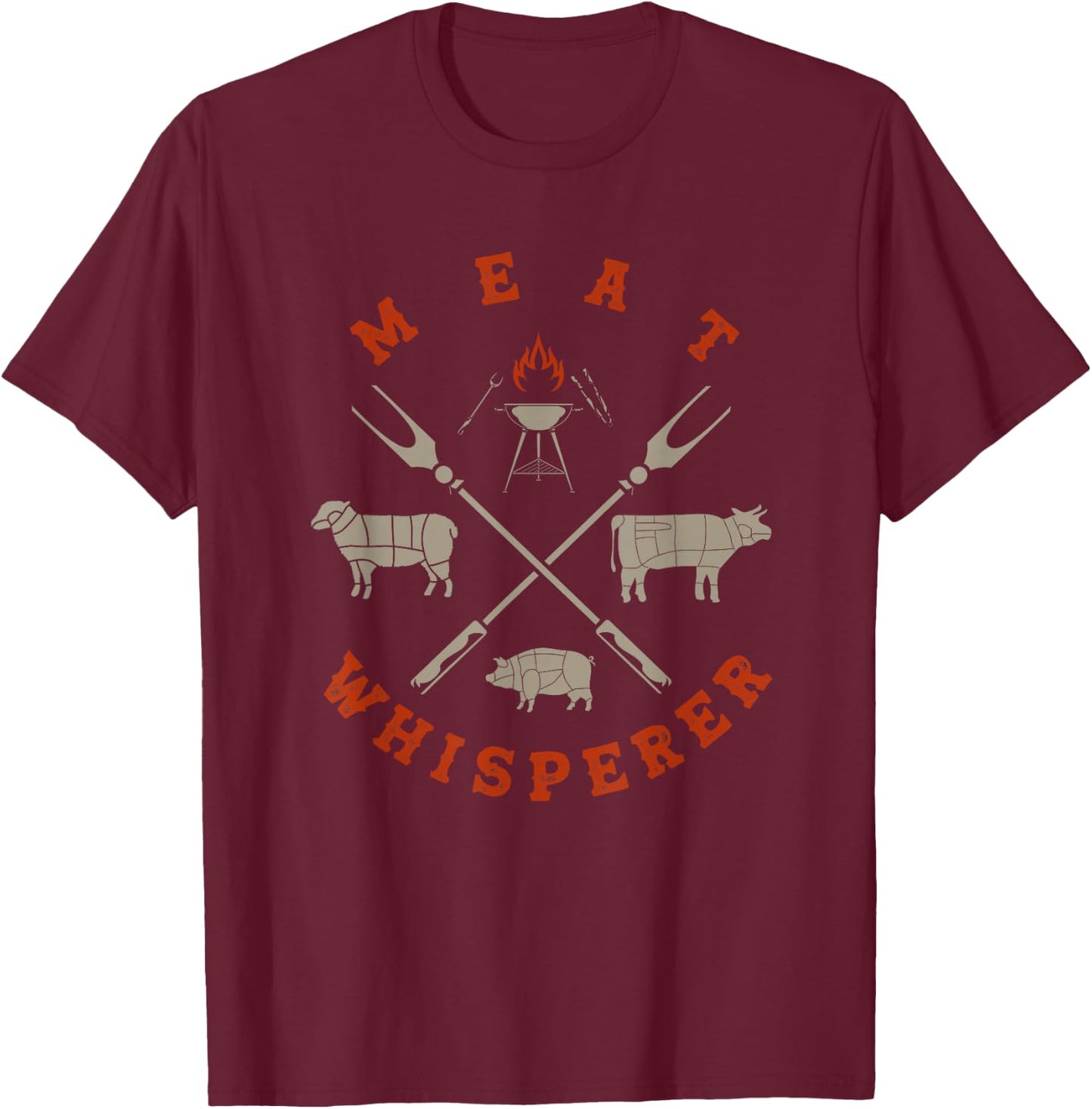 Smoked BBQ Grilling Meat Smoking Meat Whisperer Barbecue T-Shirt - T-Shirt | Maroon