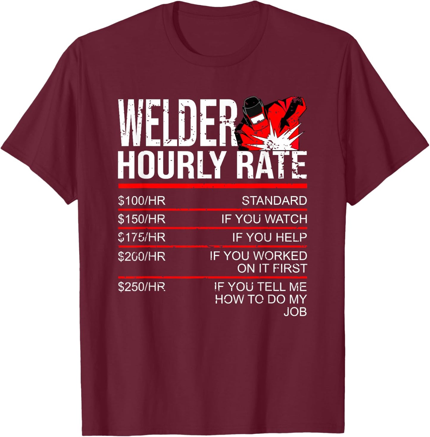 Welder Hourly Rate Funny Welder Small T-Shirt - T-Shirt | Maroon