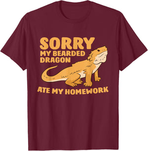 Bearded Dragon School My Bearded Dragon Ate My Homework T-Shirt - T-Shirt | Maroon