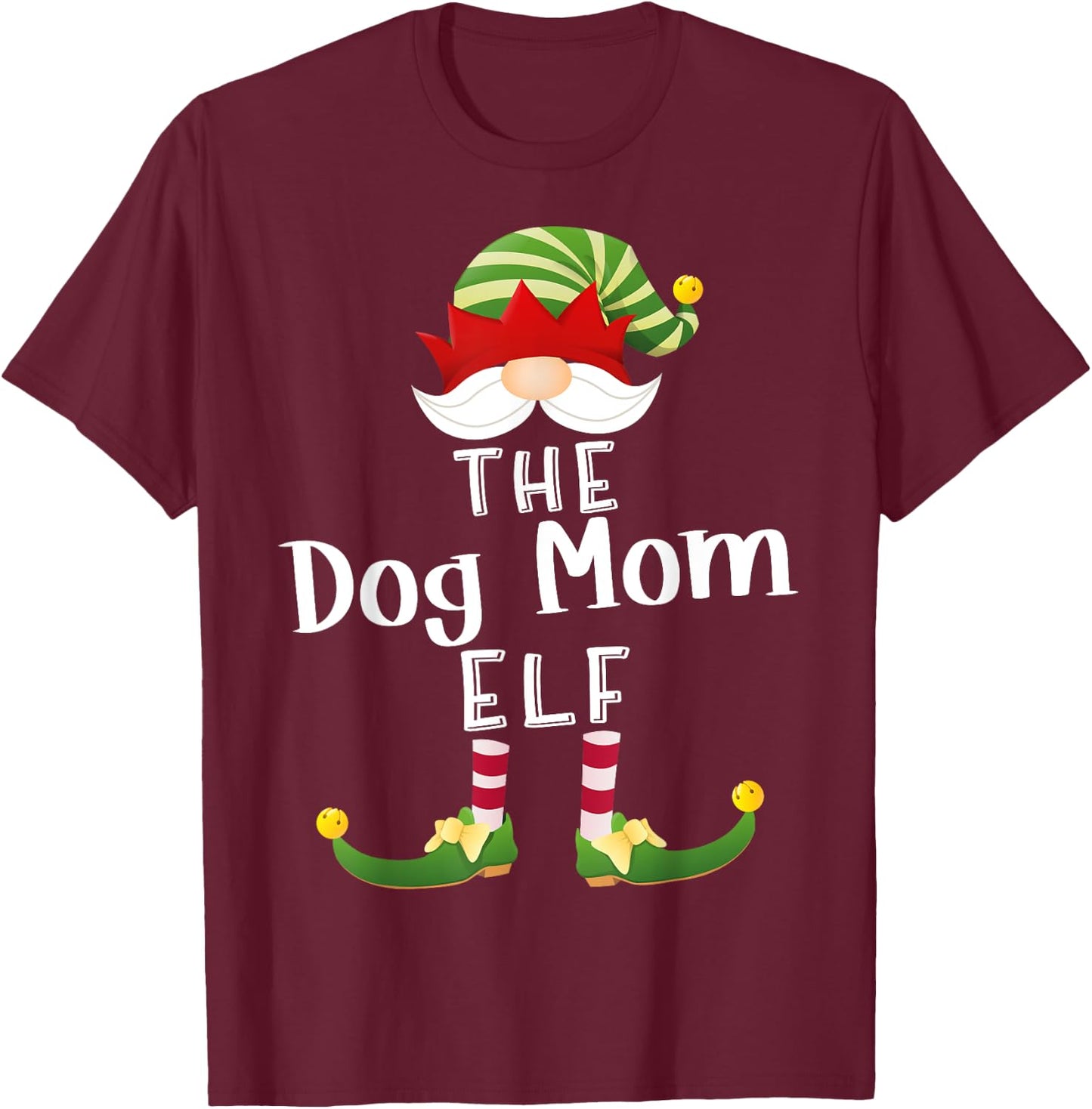 Dog Mom Elf Group Christmas Funny Pajama Party Women T-Shirt - T-Shirt | Maroon