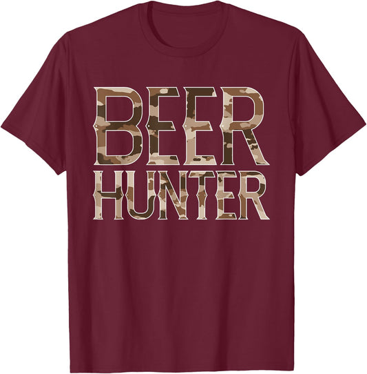 Beer Hunters Camouflage Camo Beer Lover Funny Drinker T-Shirt - T-Shirt | Maroon