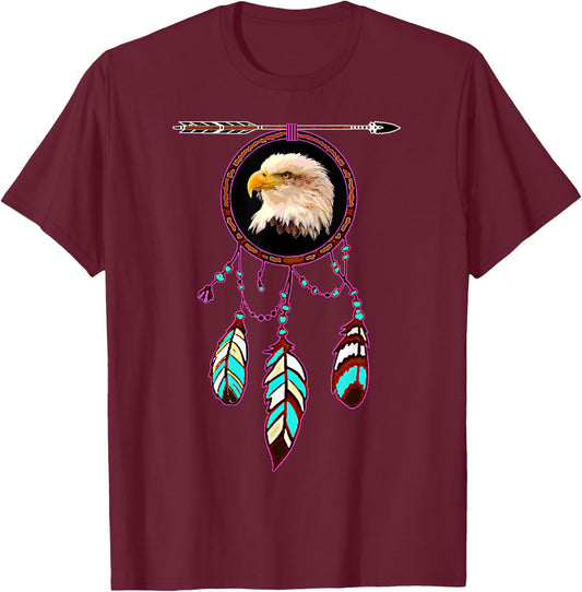 Native American Tribal Dream Catcher Eagle Spirit Animal T-Shirt - T-Shirt | Maroon