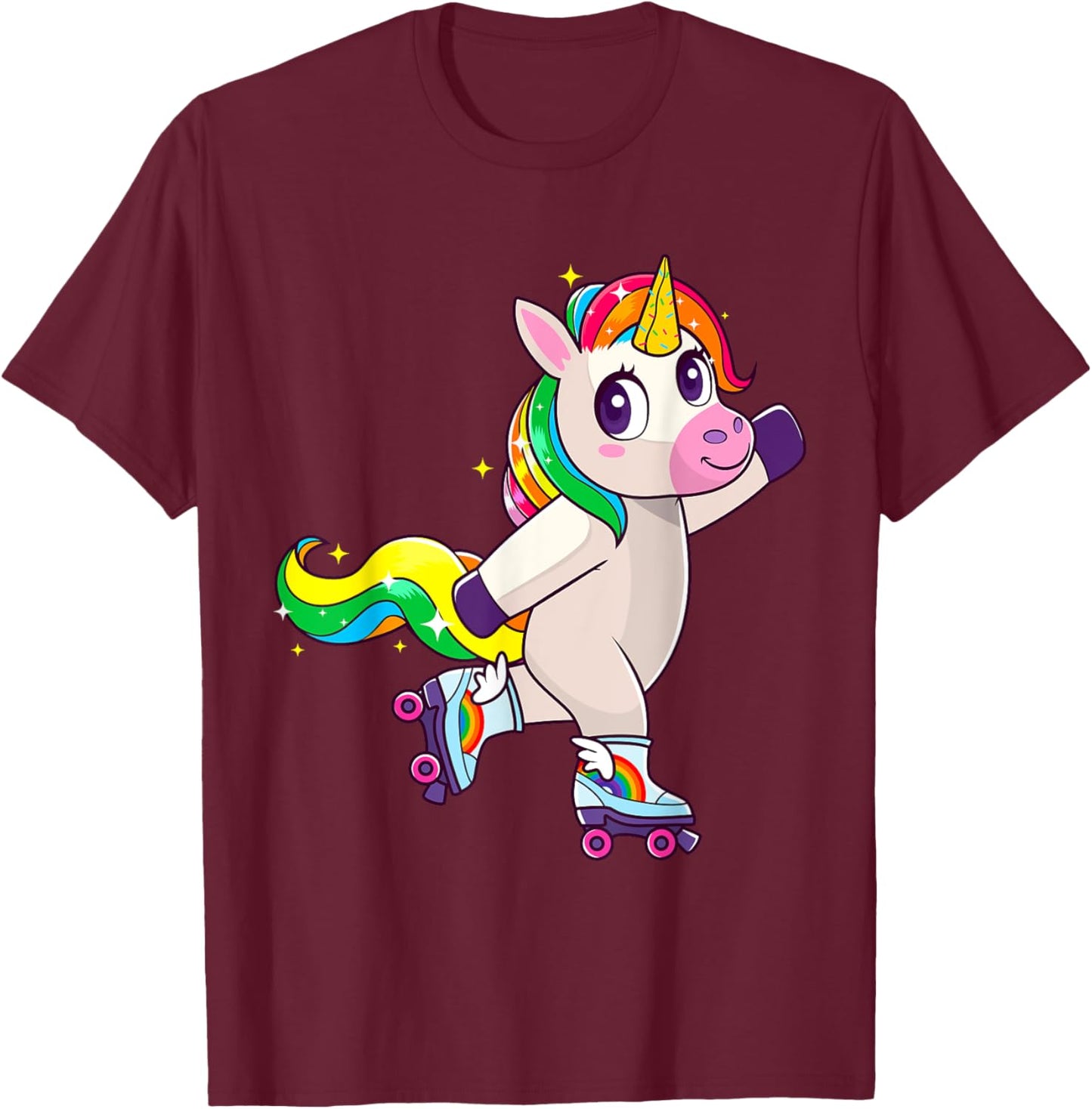 Birthday Roller Girl Funny Retro Rolling Skates Women Kids T-Shirt - T-Shirt | Maroon