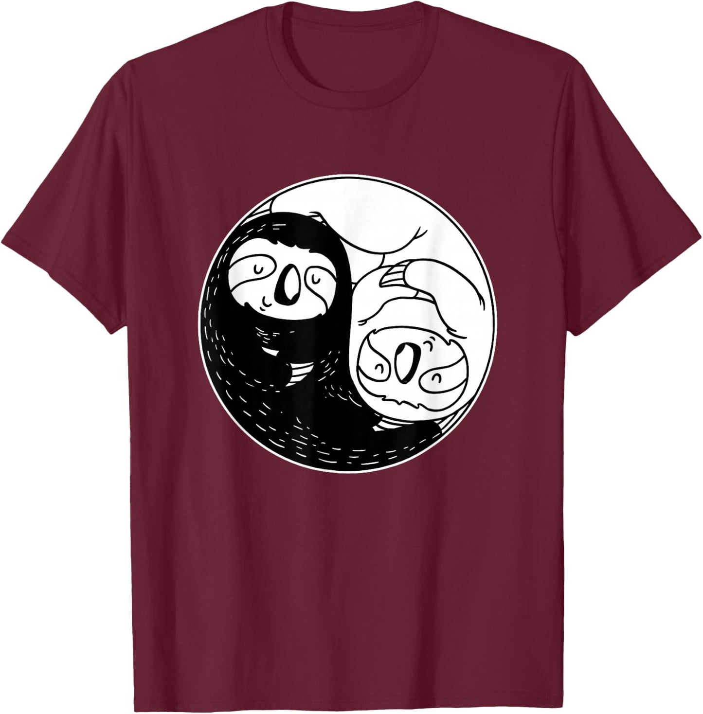 Sloth Lover Gifts Yin Yang Shirt Girls Women T-Shirt - T-Shirt | Maroon