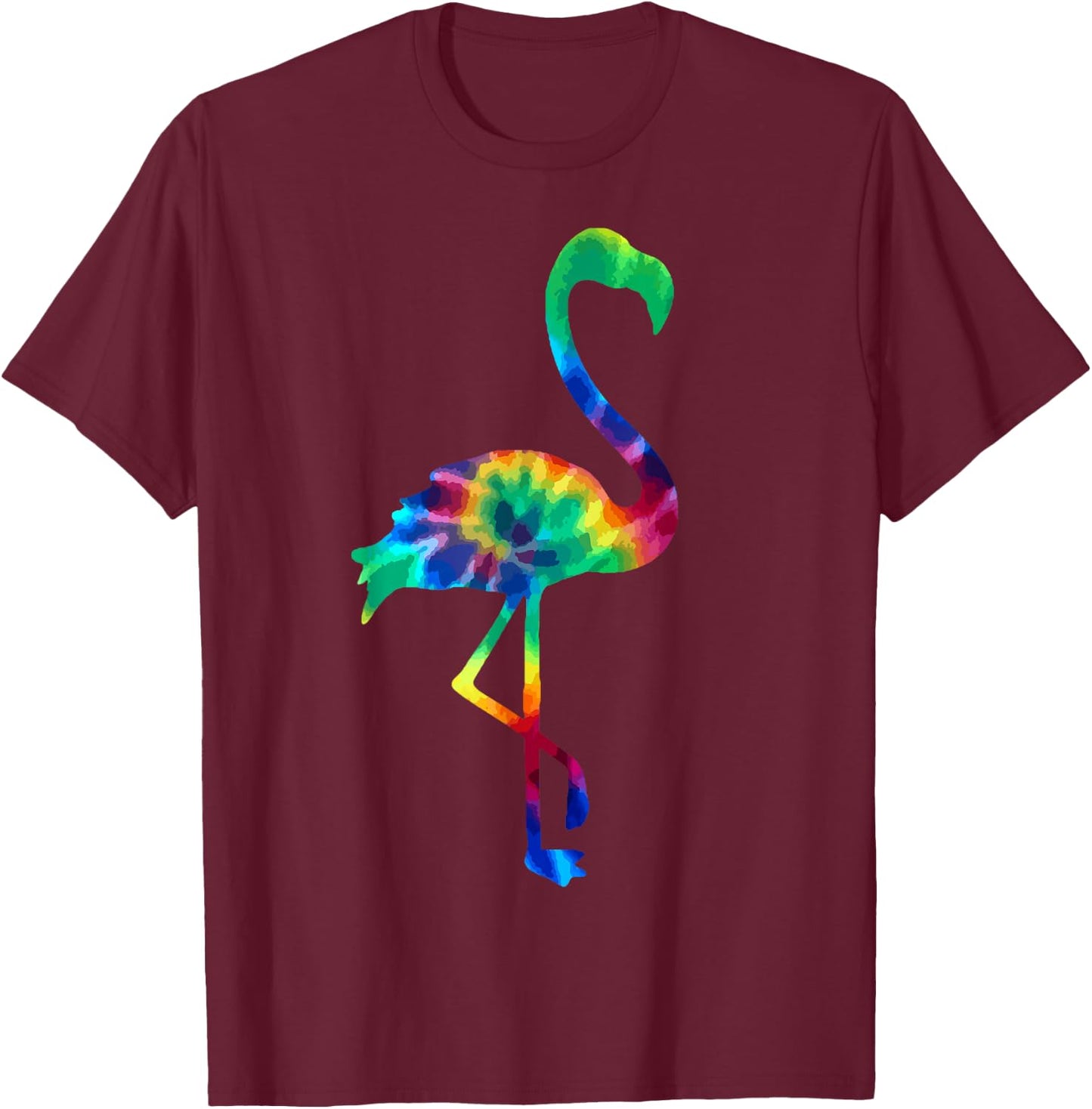 Flamingo Tie Dye Vintage Hippie Flamingo Lover Small T-Shirt - T-Shirt | Maroon