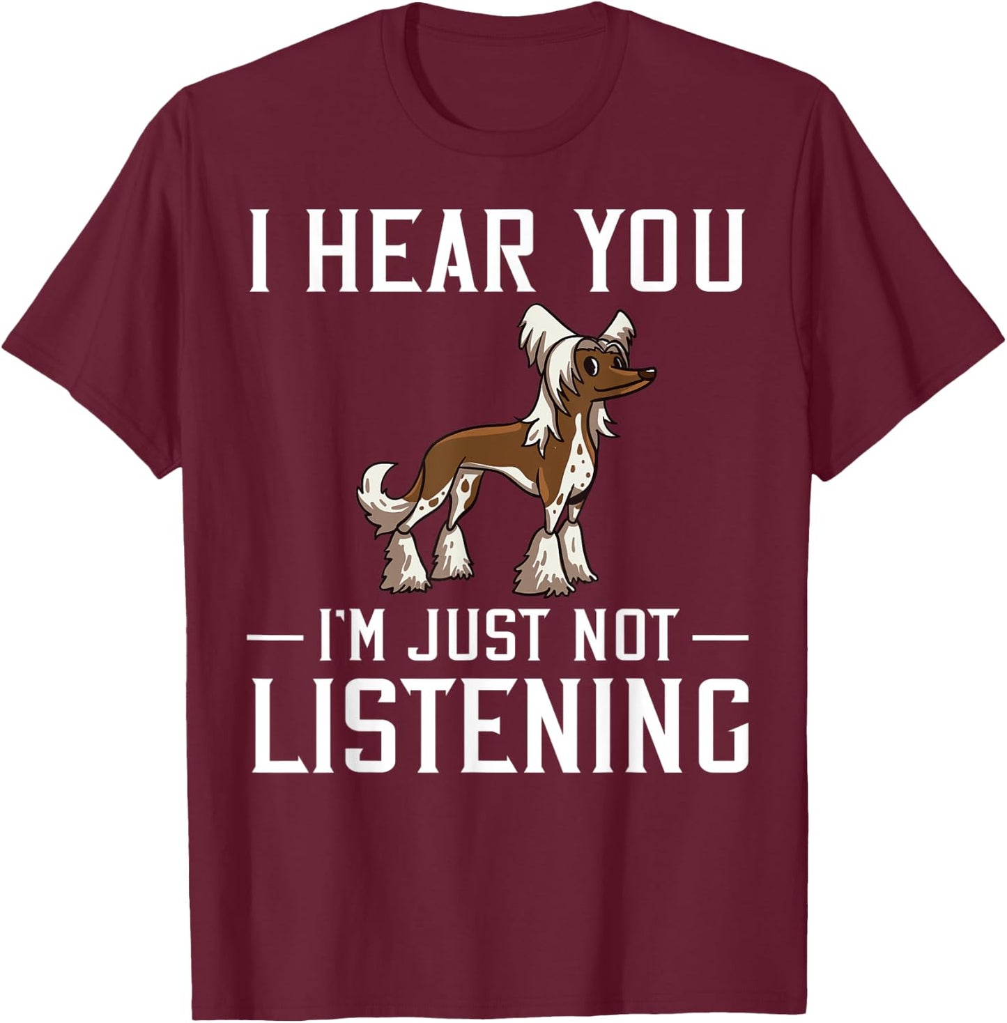 Chinese Crested Powderpuff Dog Gift Puppies Owner Lover T-Shirt - T-Shirt | Maroon