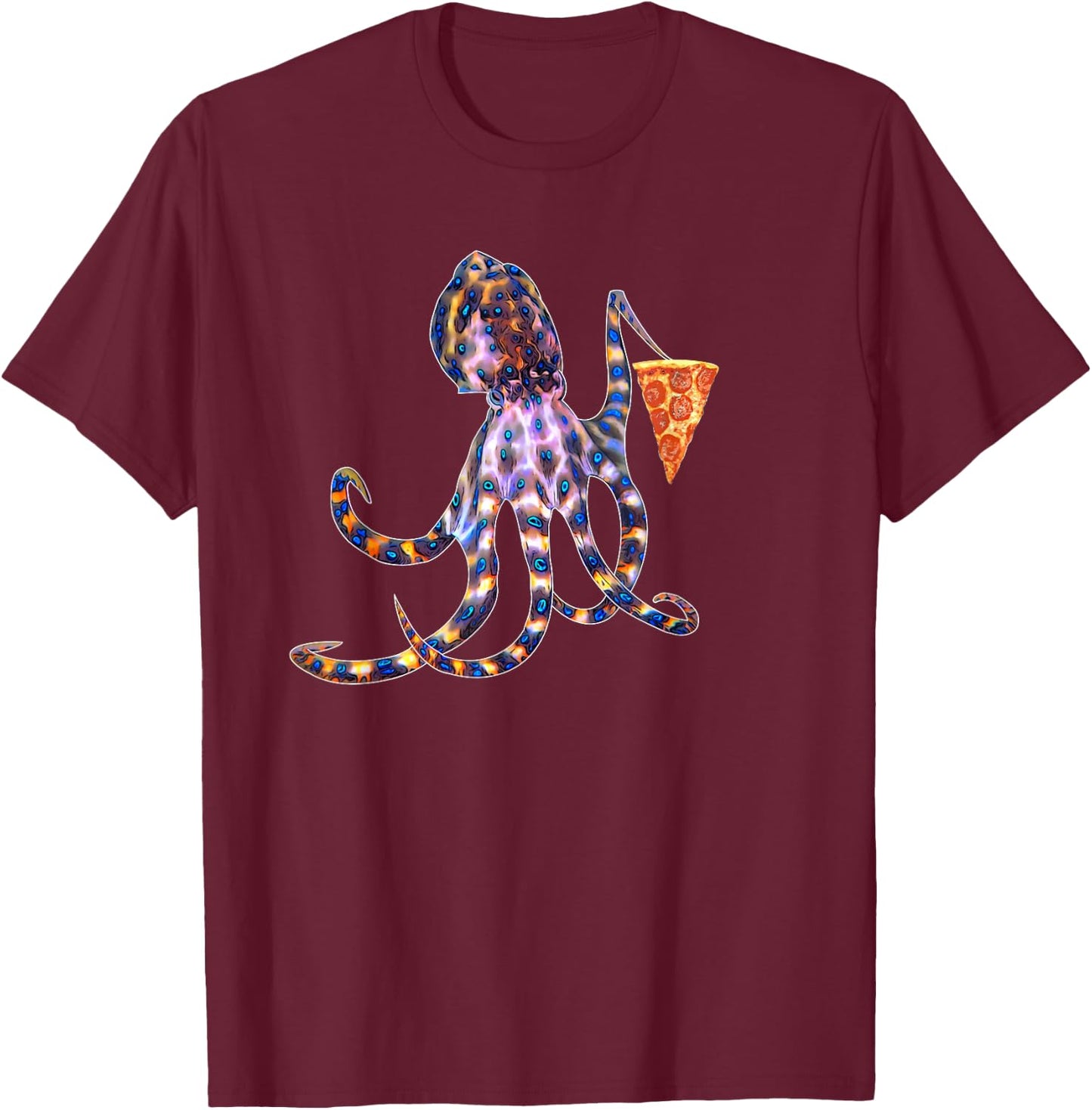 Blue ringed octopus and pizza lovers T-Shirt - T-Shirt | Maroon