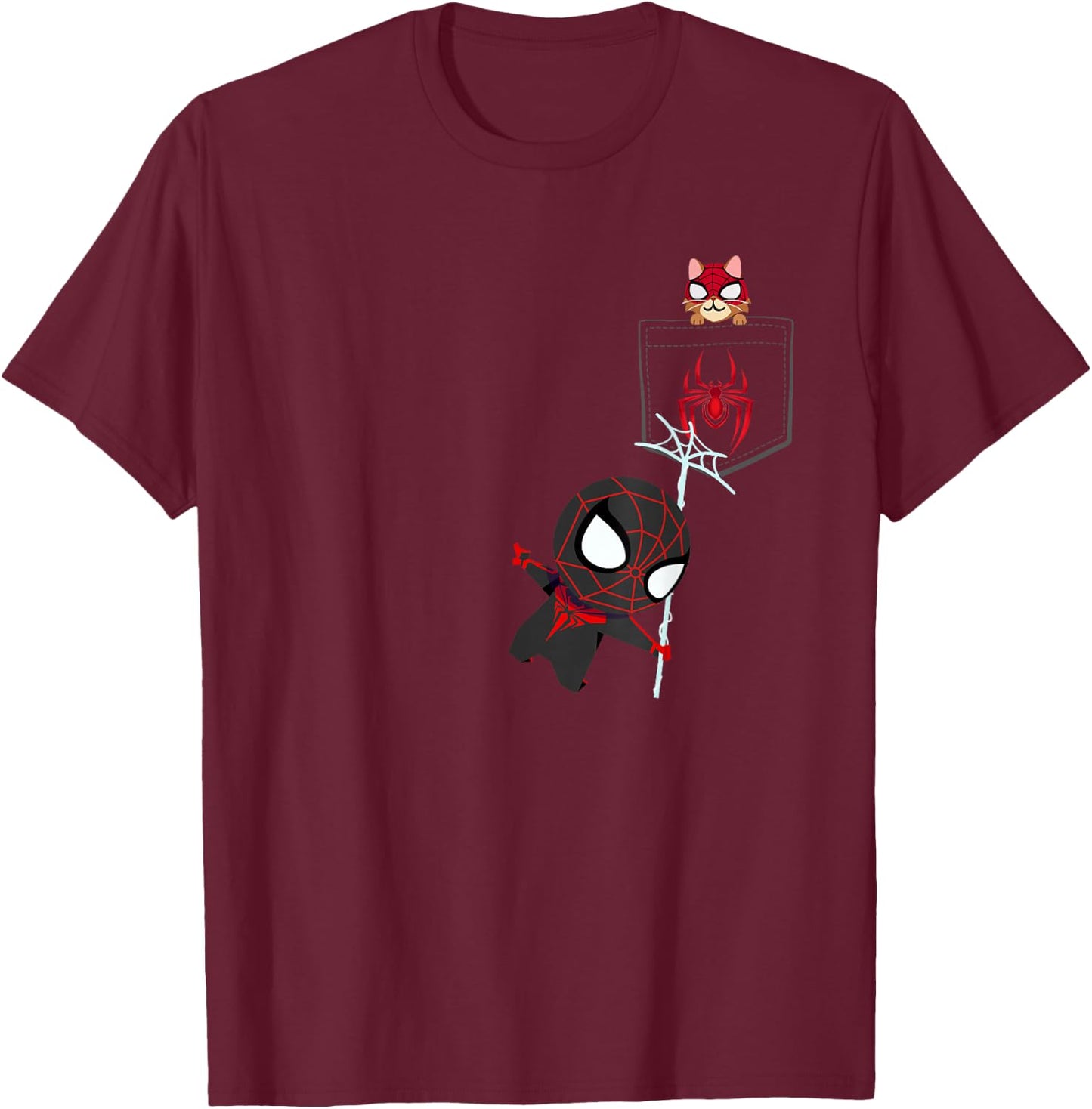 Marvel Spider-Man Miles Morales Game Spidey and Spider-Cat T-Shirt - T-Shirt | Maroon