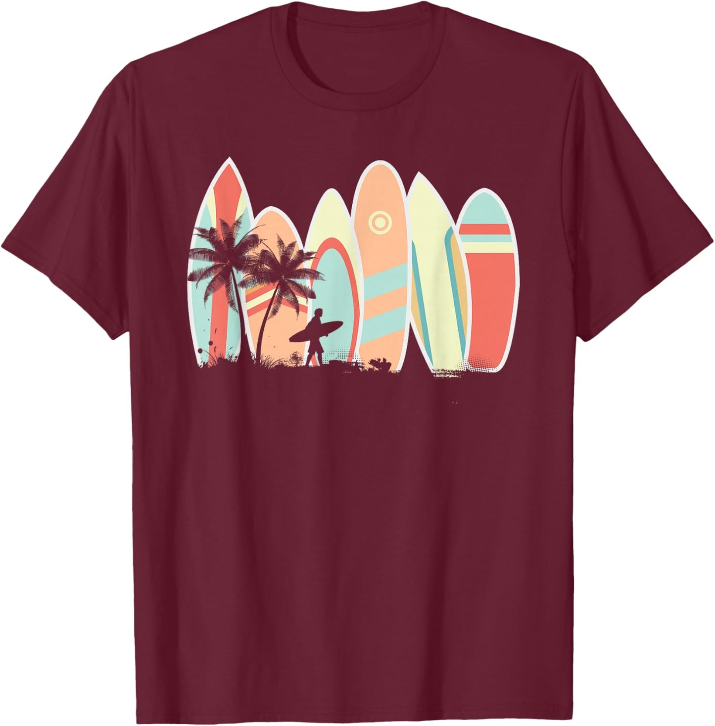 Retro Vintage Surfboard Surfing Surfboarder Wave Surfer T-Shirt - T-Shirt | Maroon