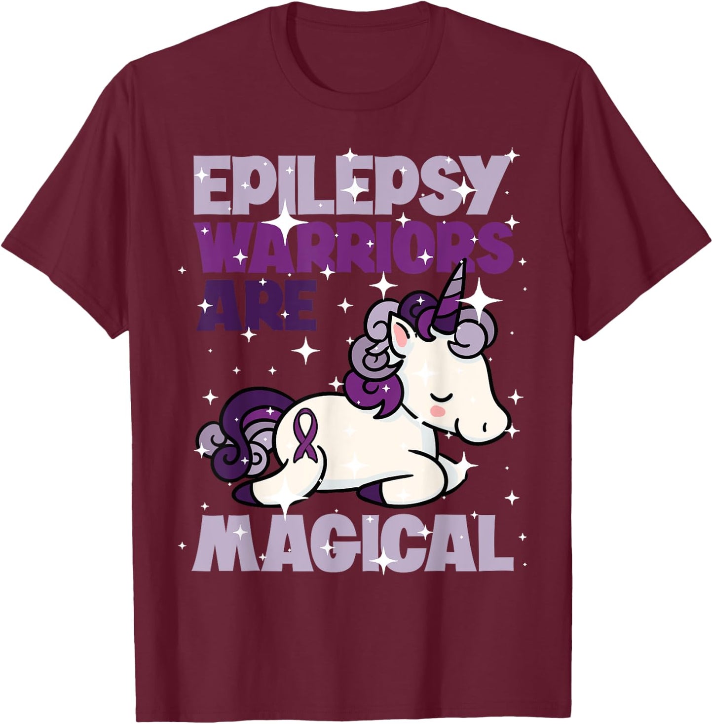 Epilepsy Warrior Epileptic Day Purple Unicorn Lover Gift T-Shirt - T-Shirt | Maroon