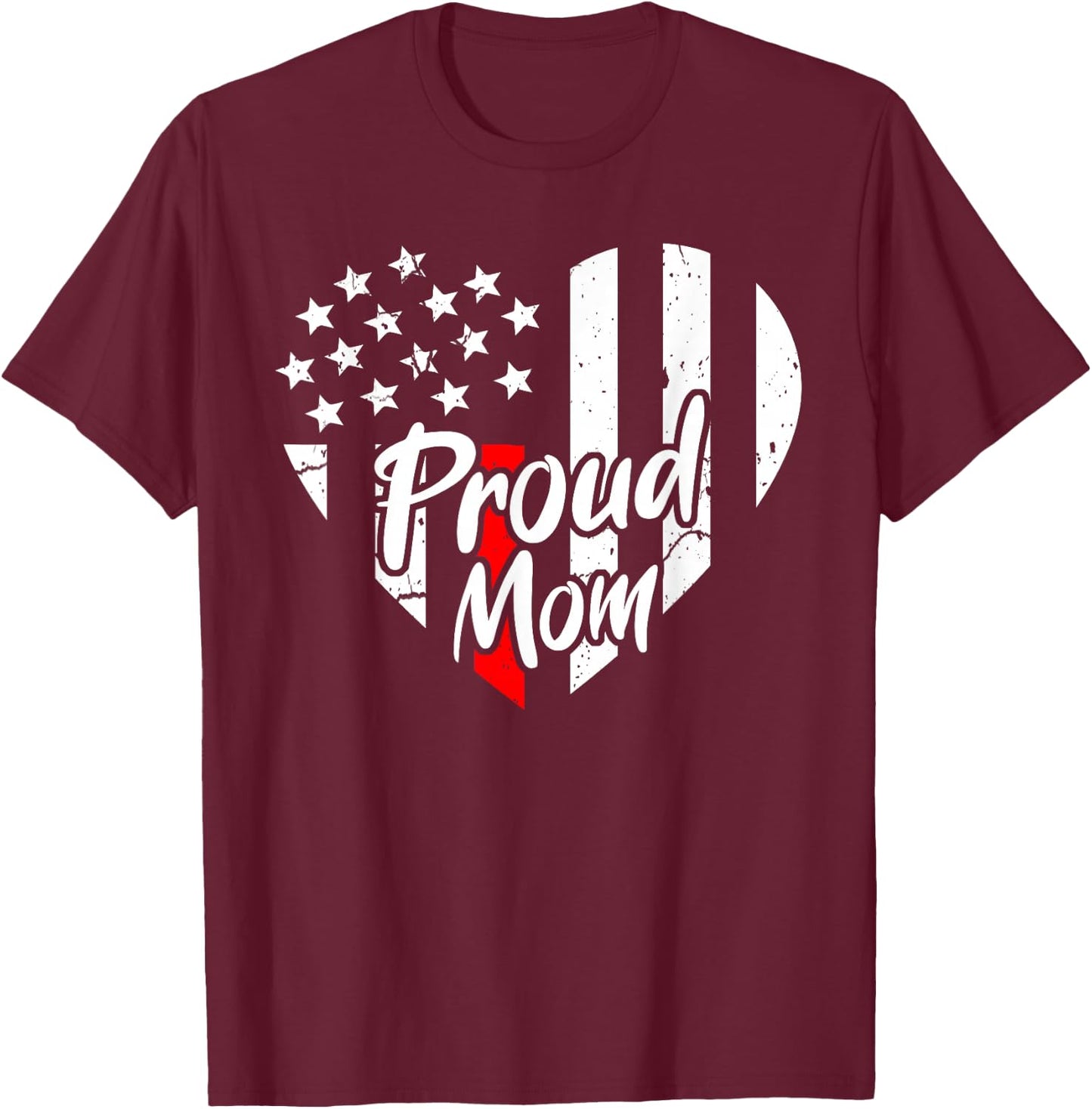Proud Mom Of A Firefighter Mother Us Thin Red Line Shirt T-Shirt - T-Shirt | Maroon