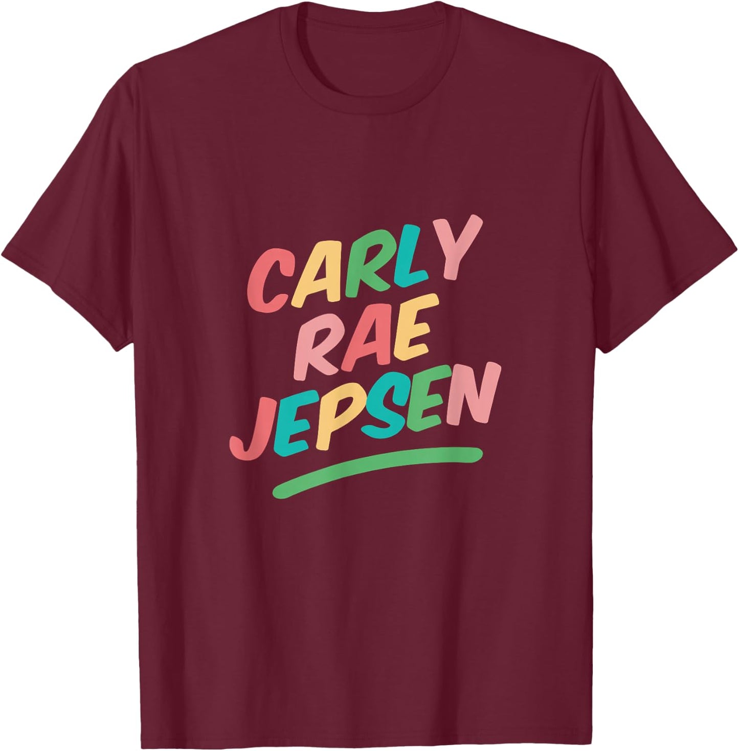 Carly Rae Jepsen Rainbow Logo , -Adults, Black, Small, Short Sleeve T-Shirt - T-Shirt | Maroon
