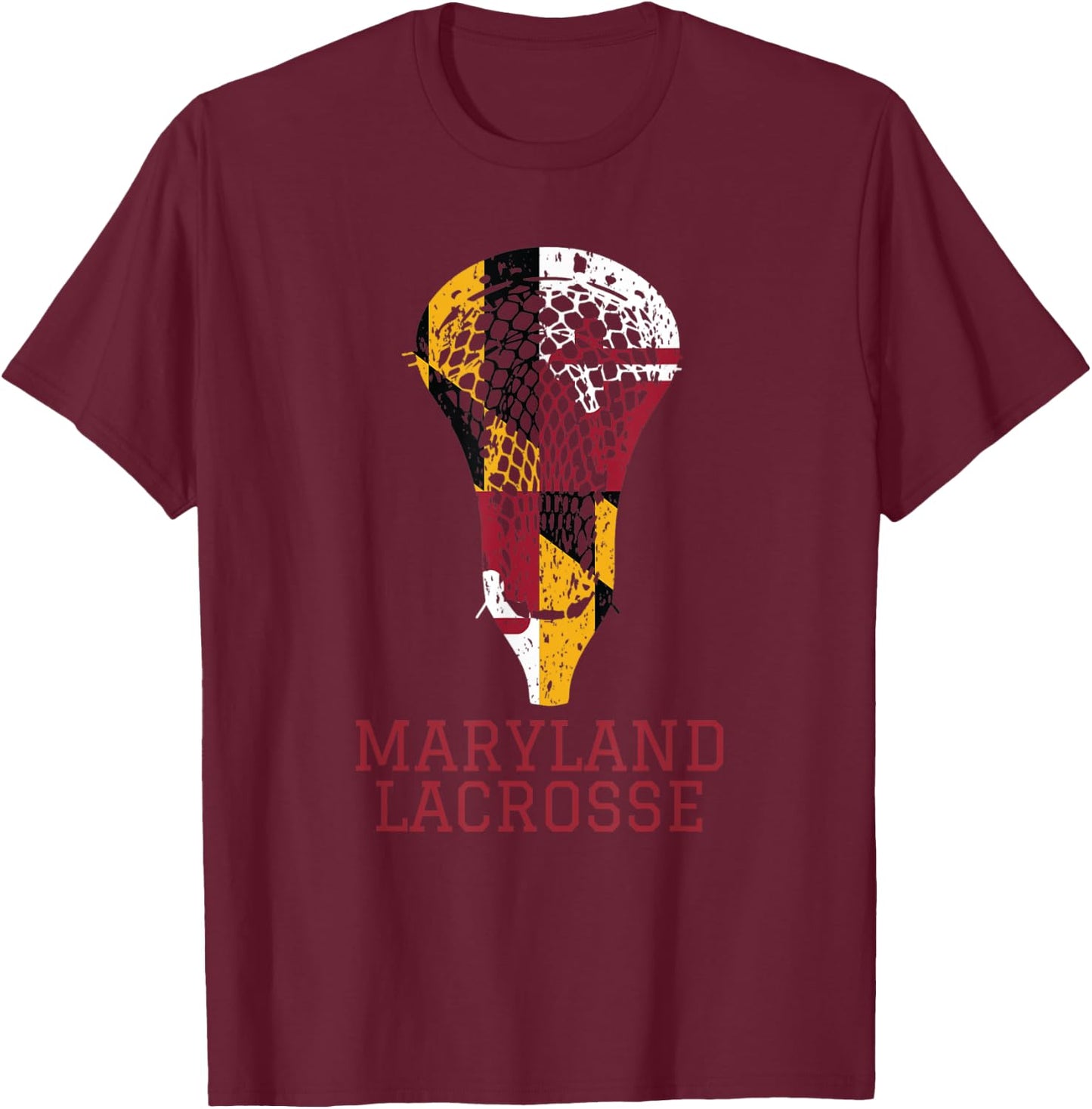 State of Maryland Flag Lacrosse Team Player Lax Coach Gift T-Shirt - T-Shirt | Maroon