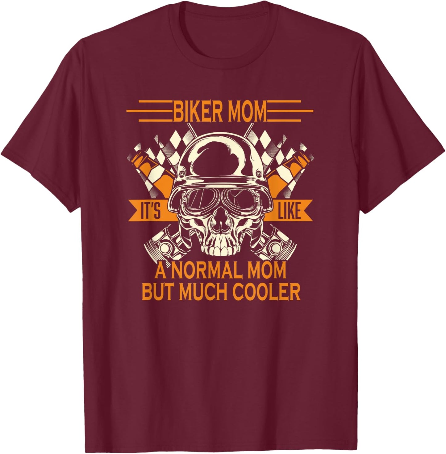 Retro Biker Mom Motorcycle Mother's Day Gift Mums T-Shirt - T-Shirt | Maroon