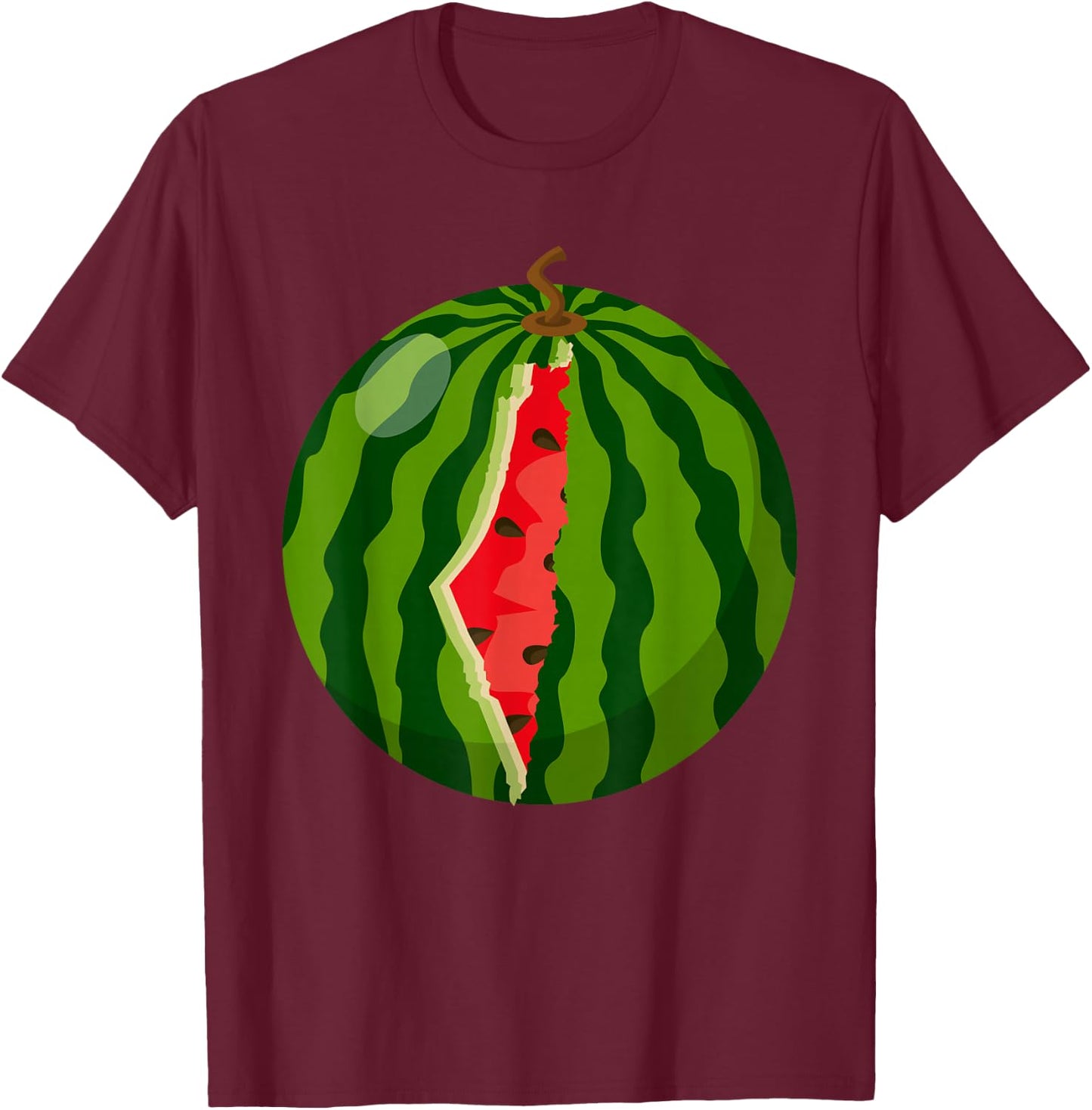Palestine Map Watermelon Arabic Calligraphy T-Shirt - T-Shirt | Maroon