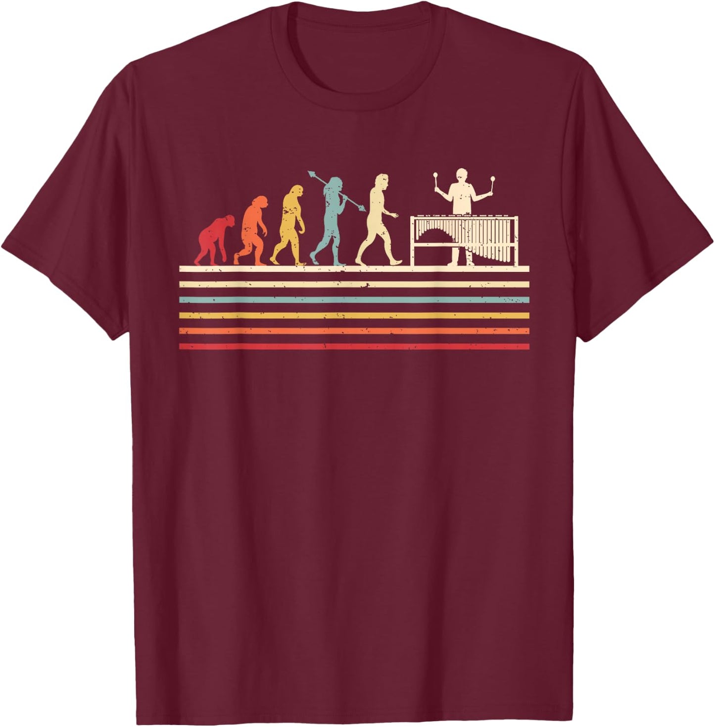 Marimba Evolution Marimba Player Marimba Lover T-Shirt - T-Shirt | Maroon