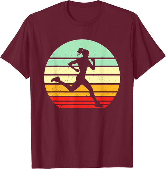 Vintage Running Marathon Jogging Run 80s Retro Runner T-Shirt - T-Shirt | Maroon