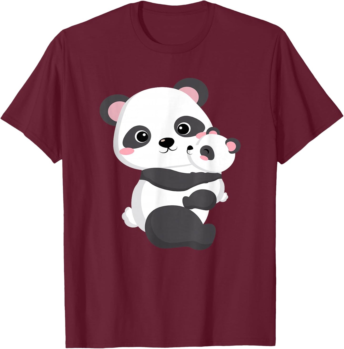 Mommy Panda with Baby, Mum Panda with Baby, Baby Shower T-Shirt - T-Shirt | Maroon