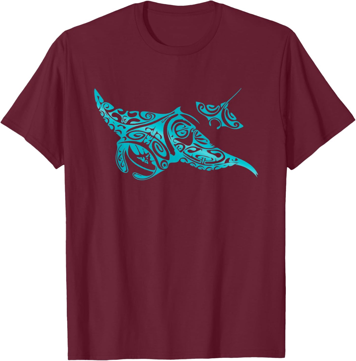 Hawaii Tribal Manta Ray Hawaiian Shirt Shark Lover T-Shirt - T-Shirt | Maroon