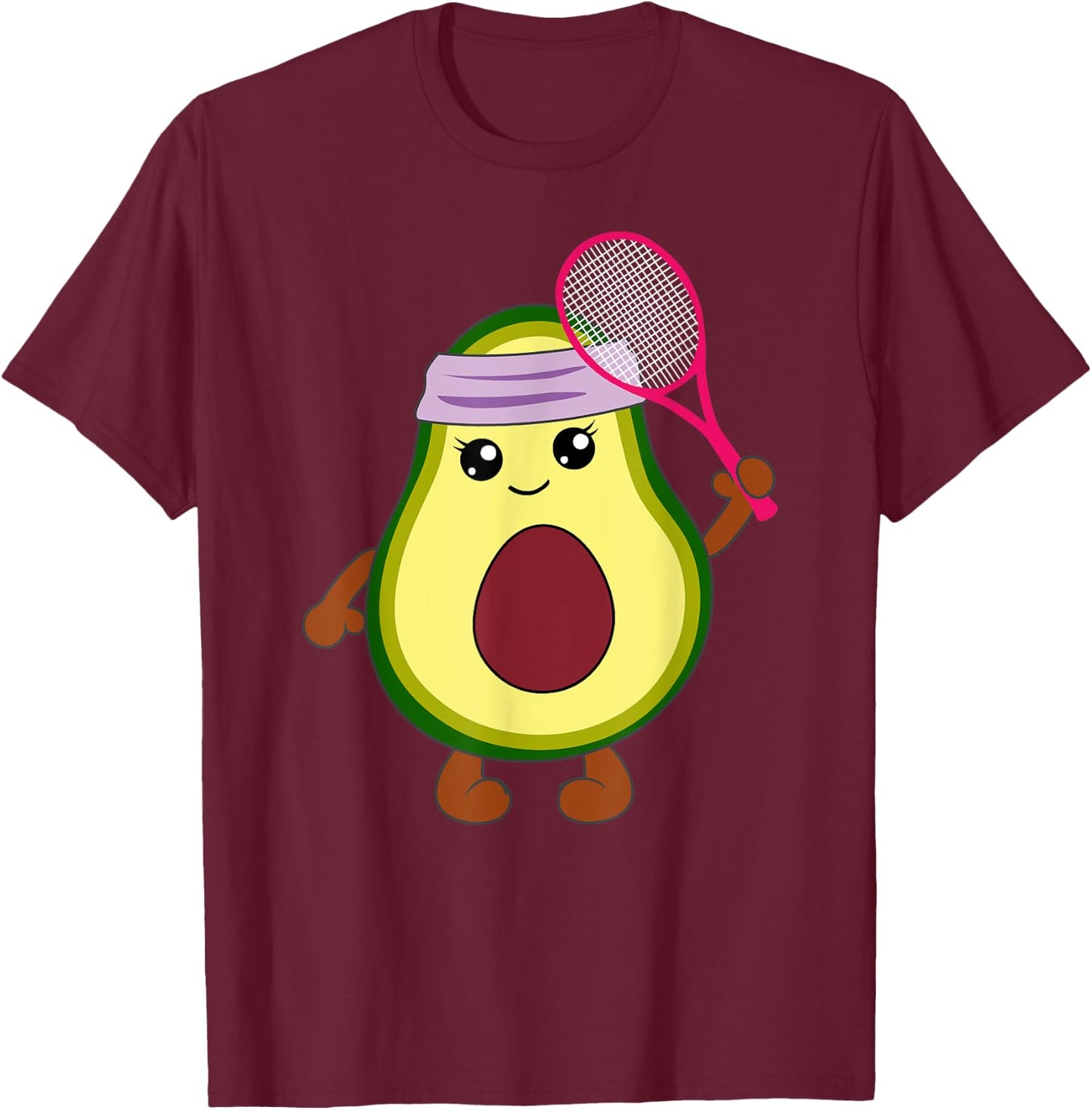Funny Avocado Tennis Player Tennis Gift Vegetarian T-Shirt - T-Shirt | Maroon