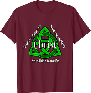 Celtic Trinity Knot Shirt St Patricks Prayer Christian Gifts T-Shirt - T-Shirt | Maroon