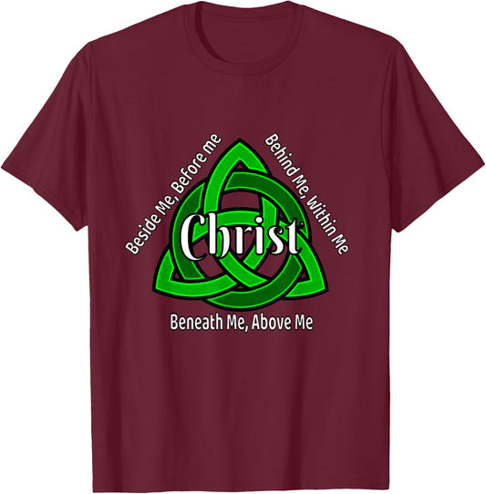 Celtic Trinity Knot Shirt St Patricks Prayer Christian Gifts T-Shirt - T-Shirt | Maroon