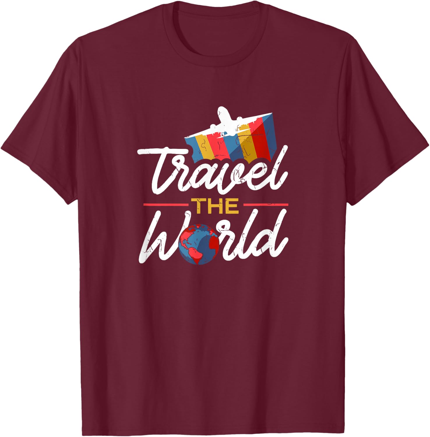 World Trip Travel Around World Tour Traveller Gift T-Shirt - T-Shirt | Maroon