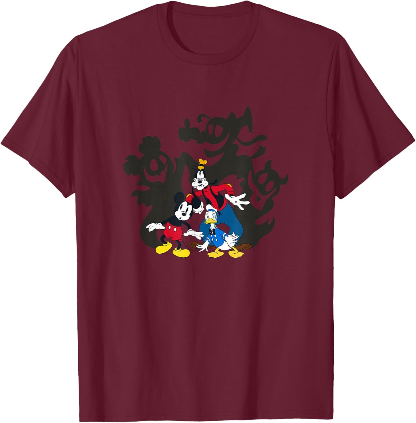 Disney Mickey And Friends Halloween Friends Spooky Shadows T-Shirt - T-Shirt | Maroon