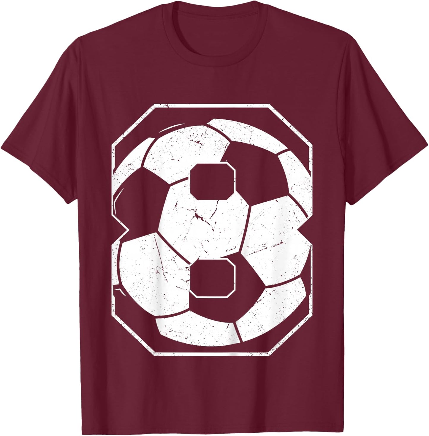 Kids 8th Birthday Boy Soccer Player Football 8 Years Old T-Shirt - T-Shirt | Maroon