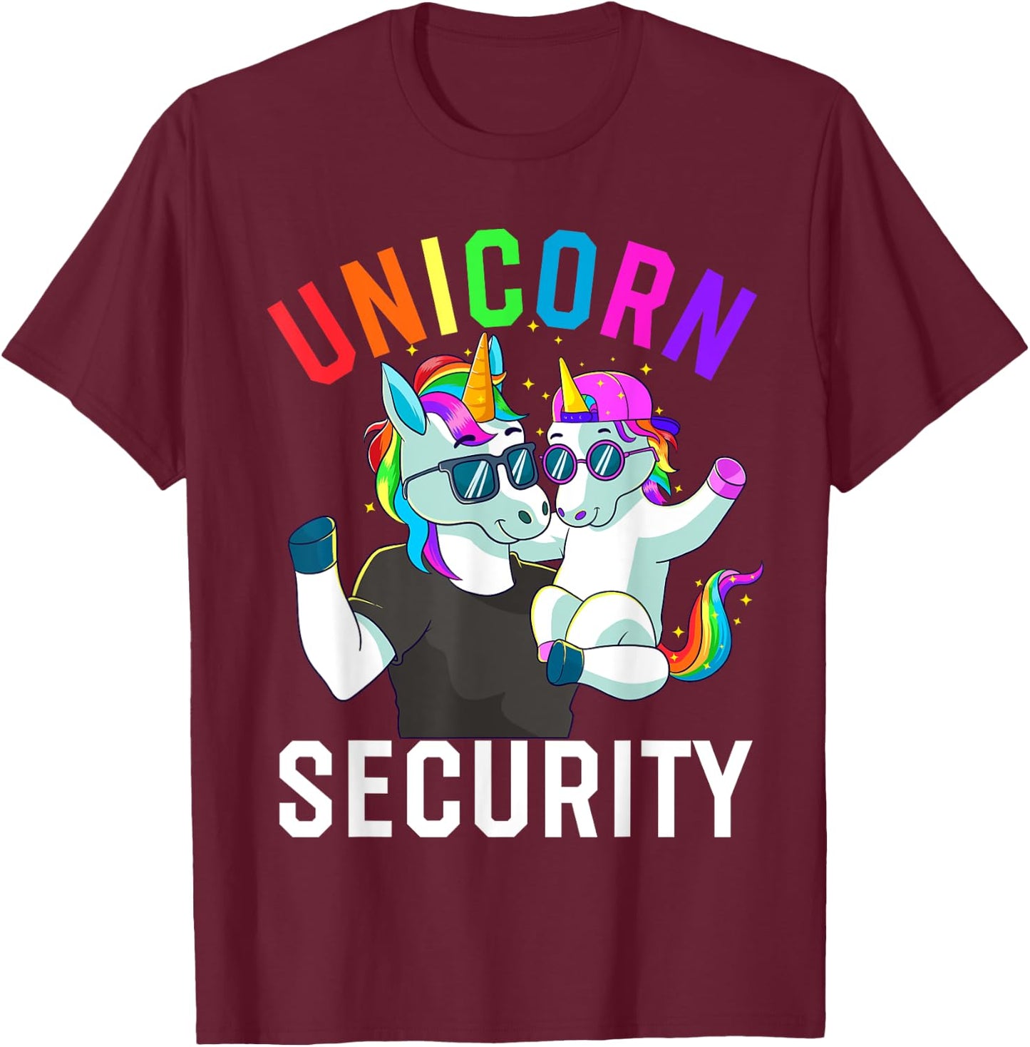 Unicorn Security Boy Brother Baby Sister Dad Family Birthday T-Shirt - T-Shirt | Maroon