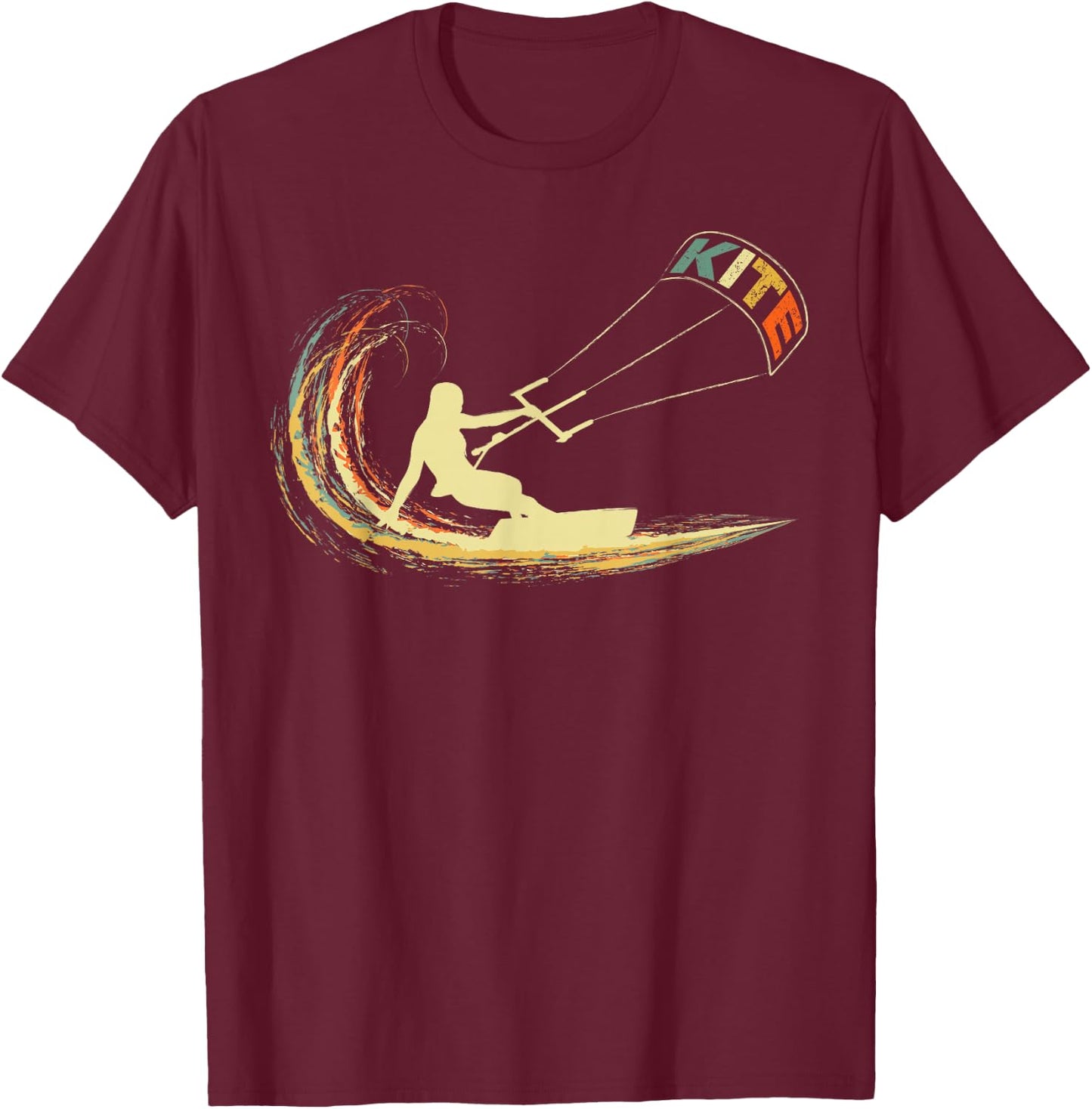 Kite Kiteboarding Kitesurfing Surf Vintage Retro Holiday T-Shirt - T-Shirt | Maroon