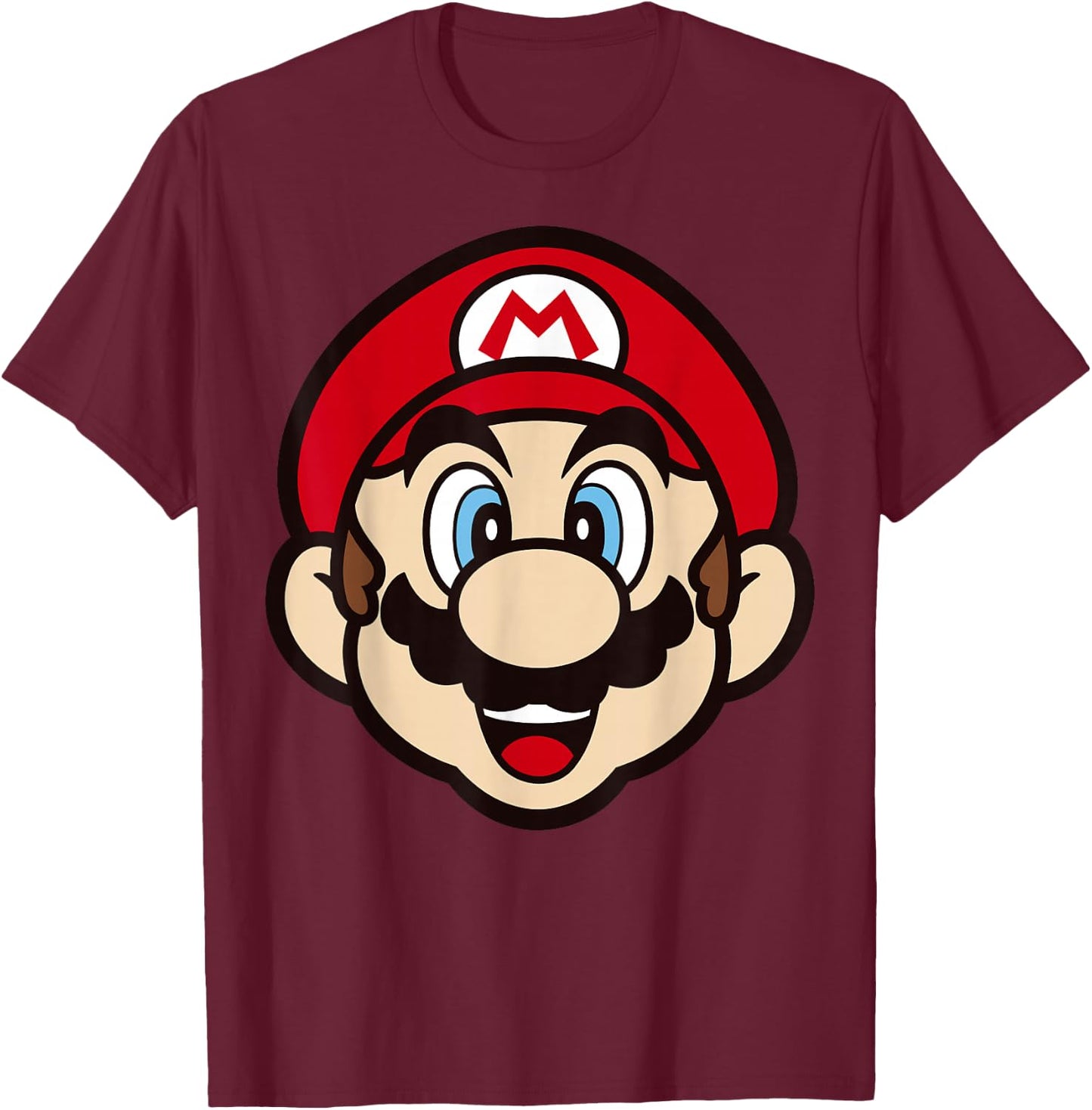 Super Mario Big Face Mario T-Shirt - T-Shirt | Maroon