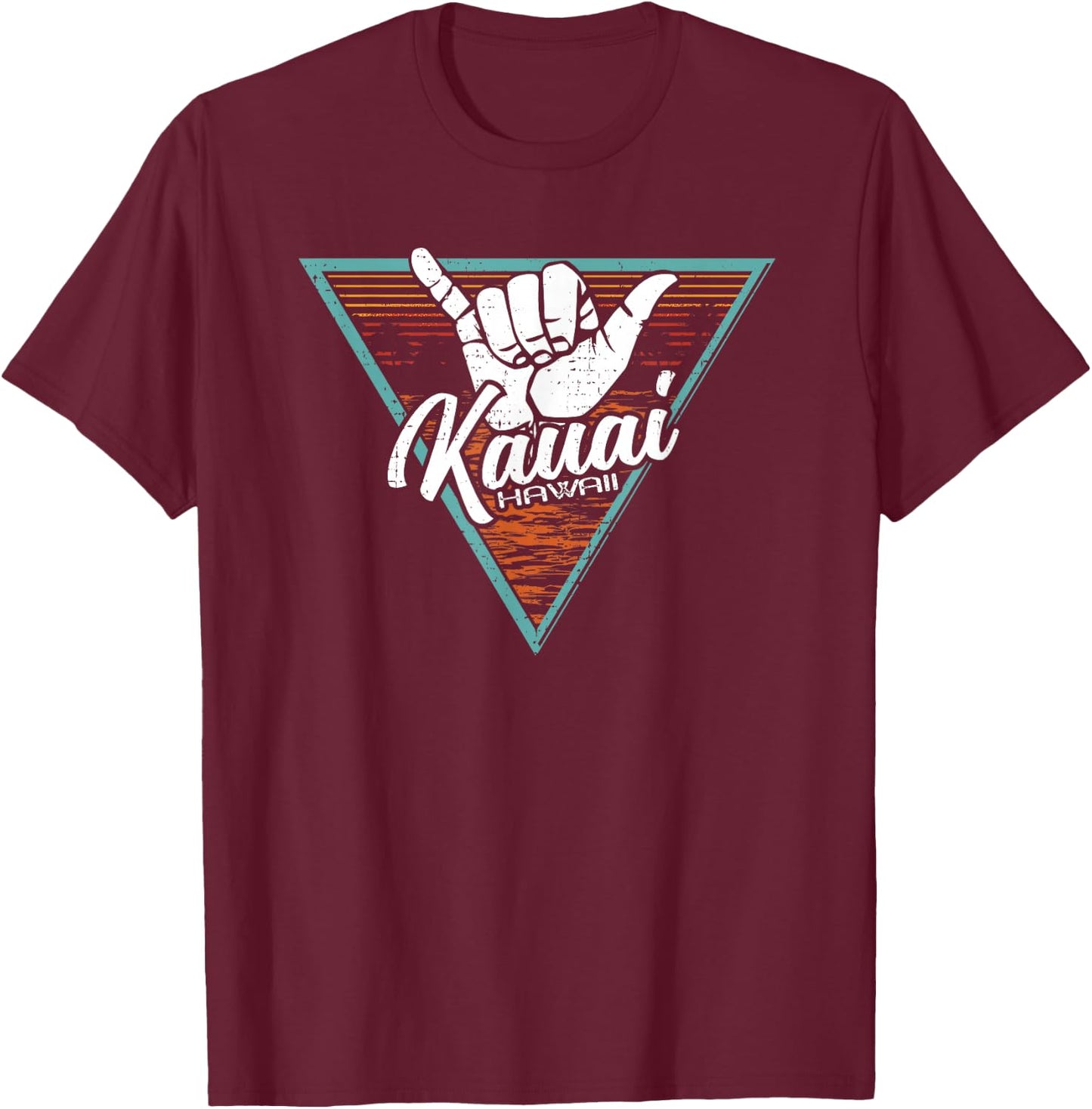 Tropical Shaka Kauai Hawaii - Kauai Hi T-Shirt - T-Shirt | Maroon