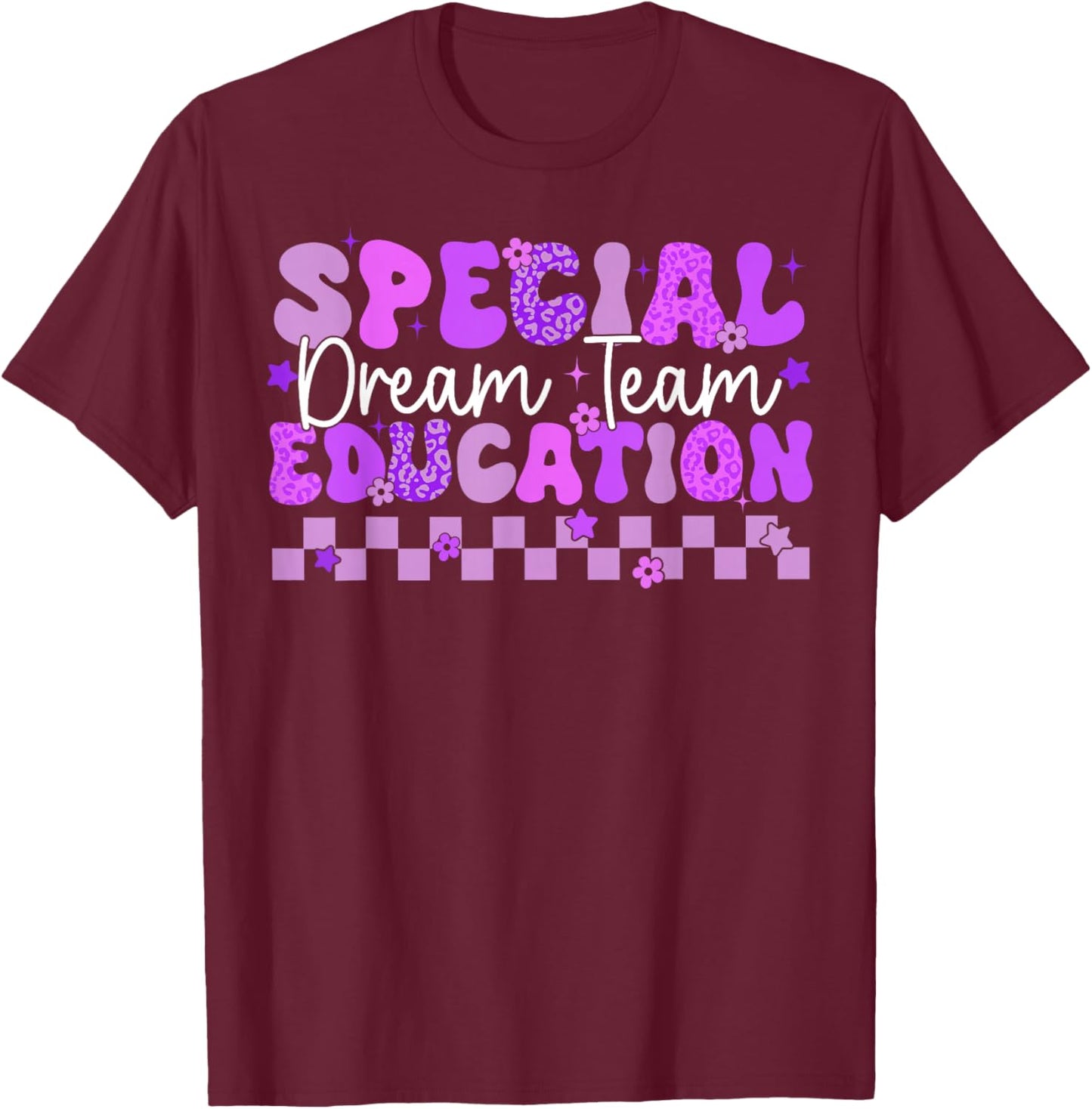 Retro Special Education Squad Groovy Dream Team SPED Teacher T-Shirt - T-Shirt | Maroon