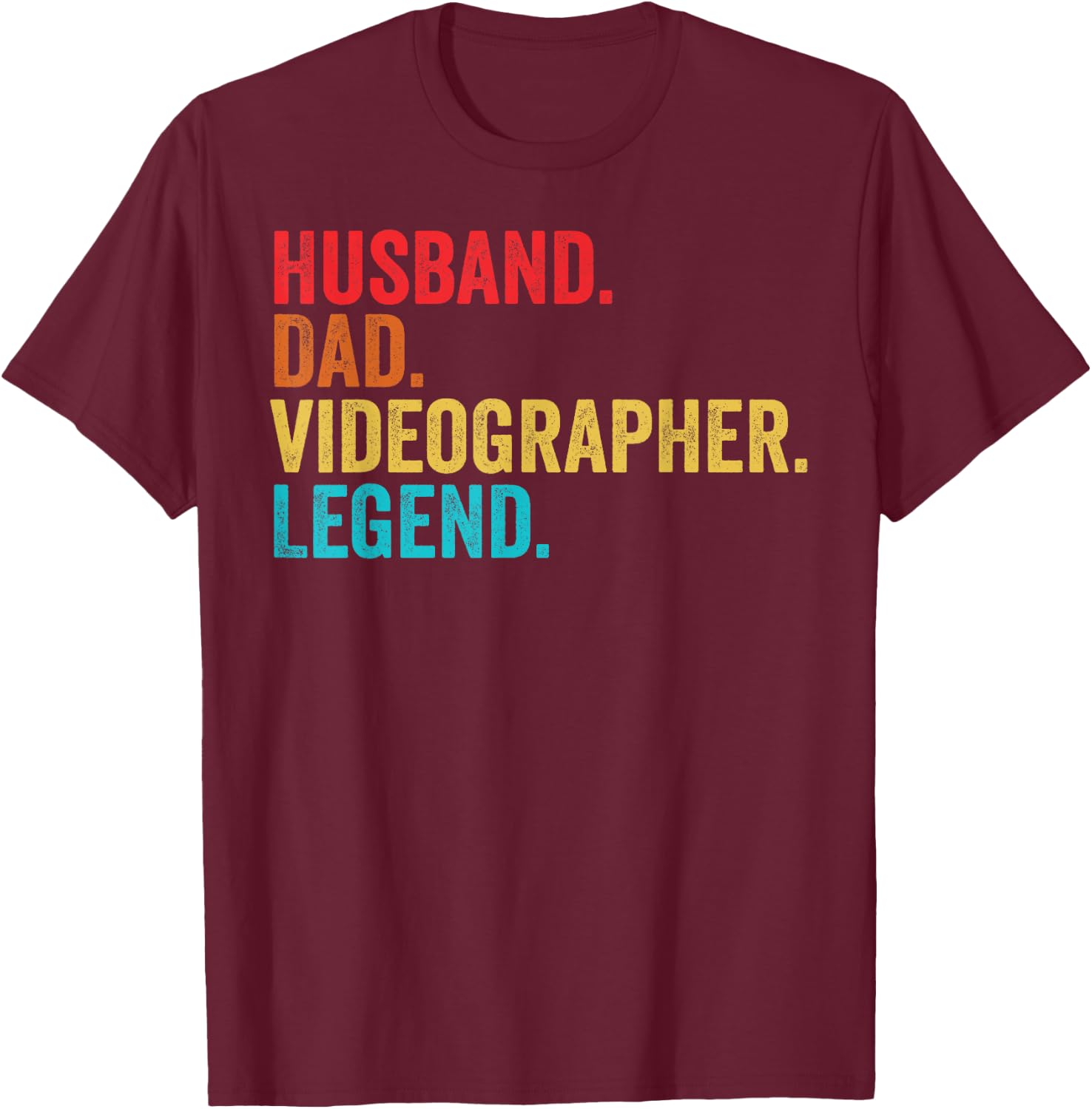 Retro Husband Dad Videographer Legend Father Dad Gifts T-Shirt - T-Shirt | Maroon