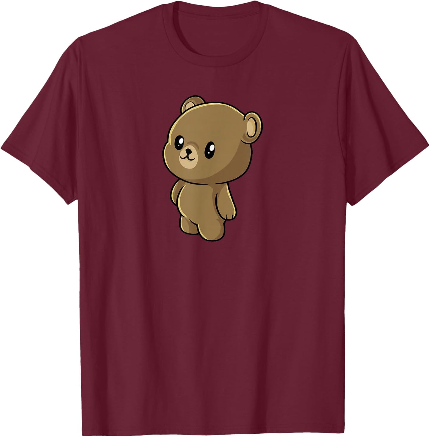 Kawaii Brown Bear Gift - Anime Grizzly Bear T-Shirt - T-Shirt | Maroon
